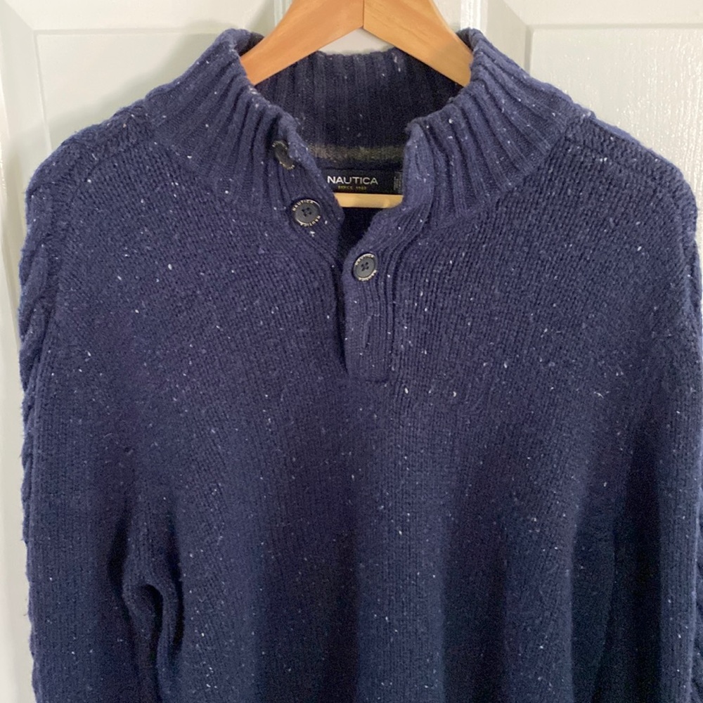 Nautica Mens Size Large Blue Fisherman’s Sweater